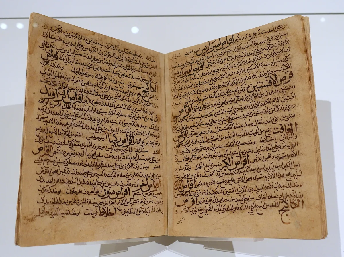An open eleventh-century manuscript volume of Avicenna's Canon of Medicine