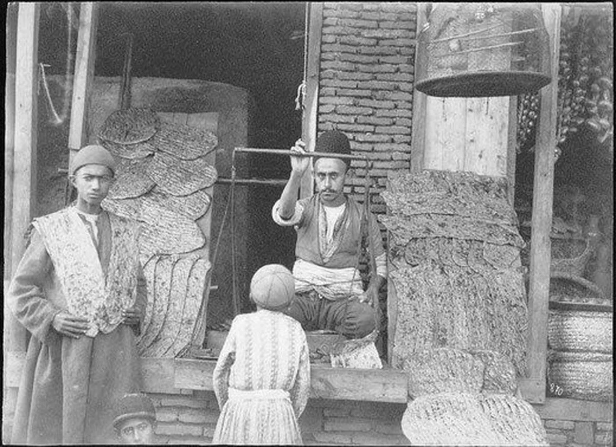 A naan bakery in Iran during the Qajar period