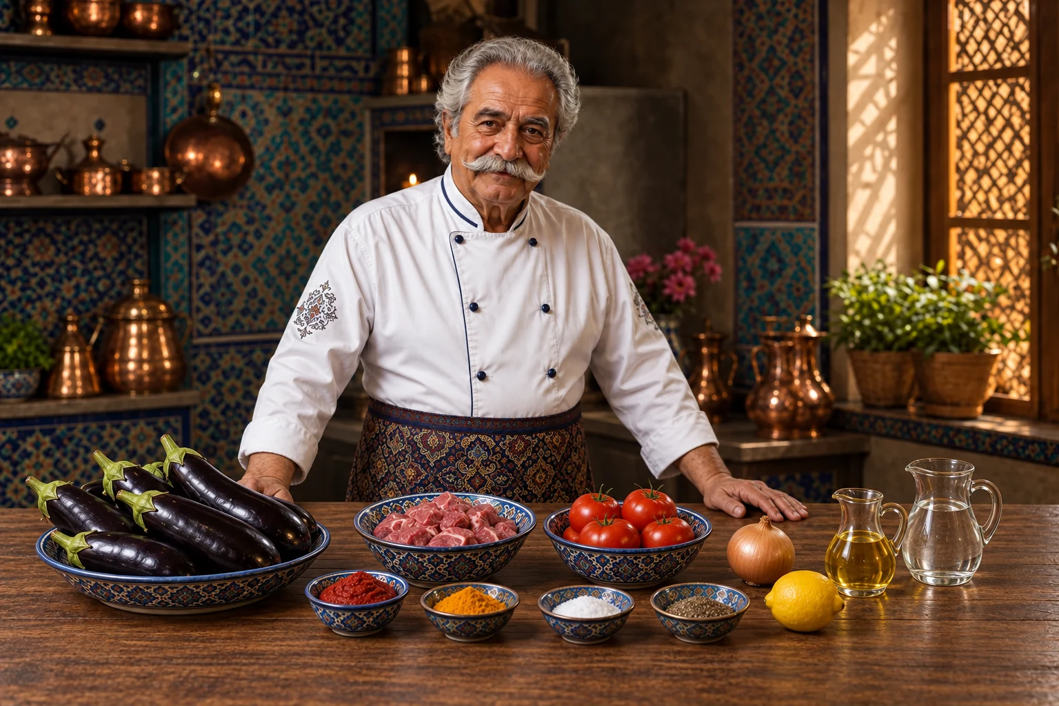 خورش بادمجان — چیدمان مواد اولیه