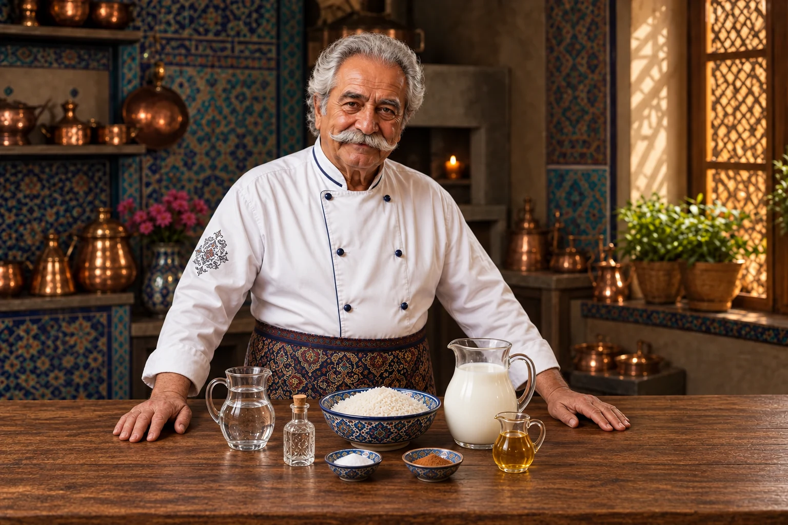 شیربرنج — چیدمان مواد اولیه